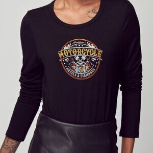 Women's Vintage Bling Angels & Diamonds Long Sleeve Bodysuit